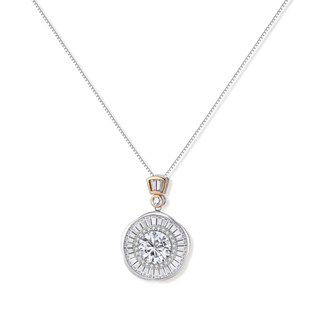 Radiant Halo Moissanite Necklace by AlbaLuxe AlbaLuxe
