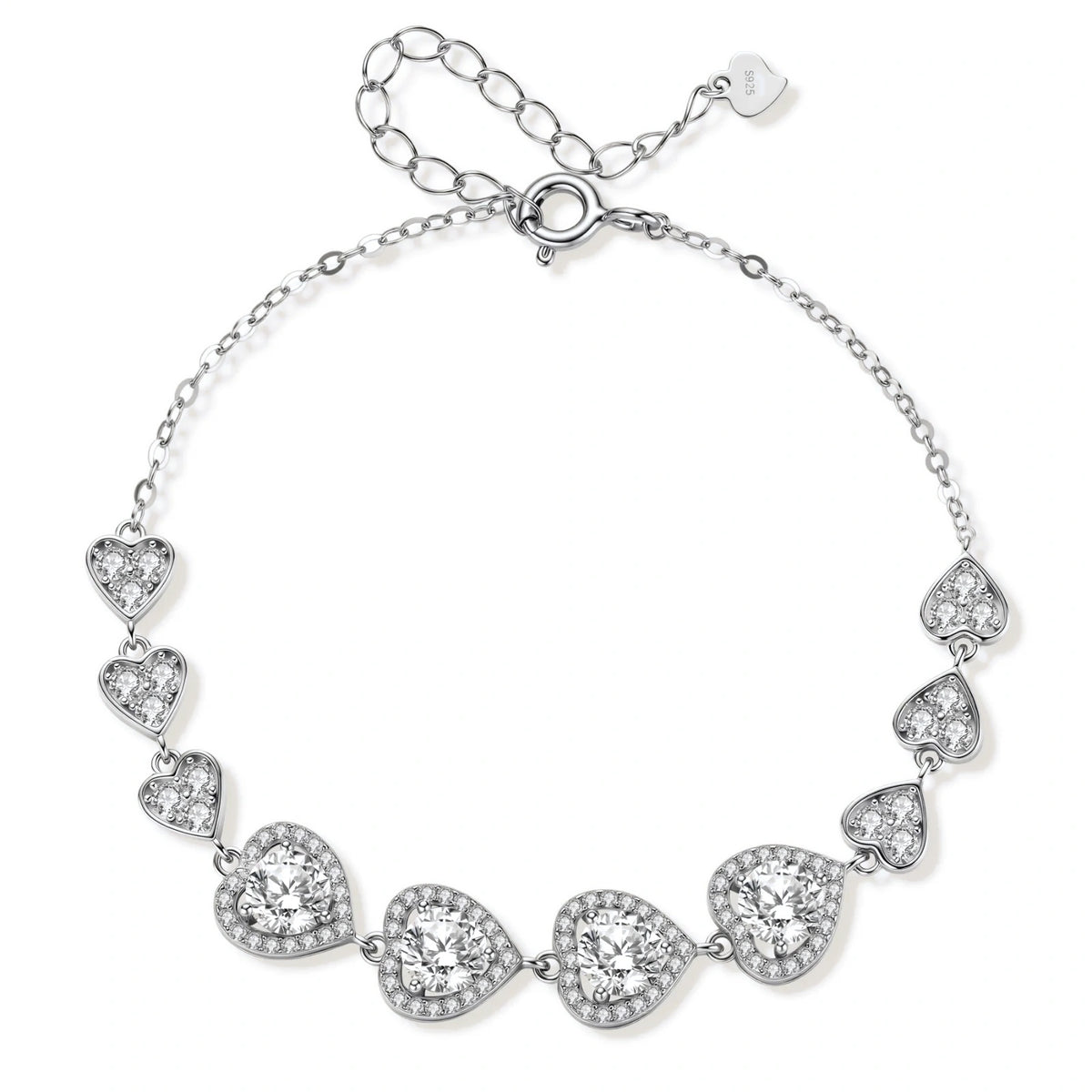 Hearts Moissanite Bracelet by AlbaLuxe AlbaLuxe