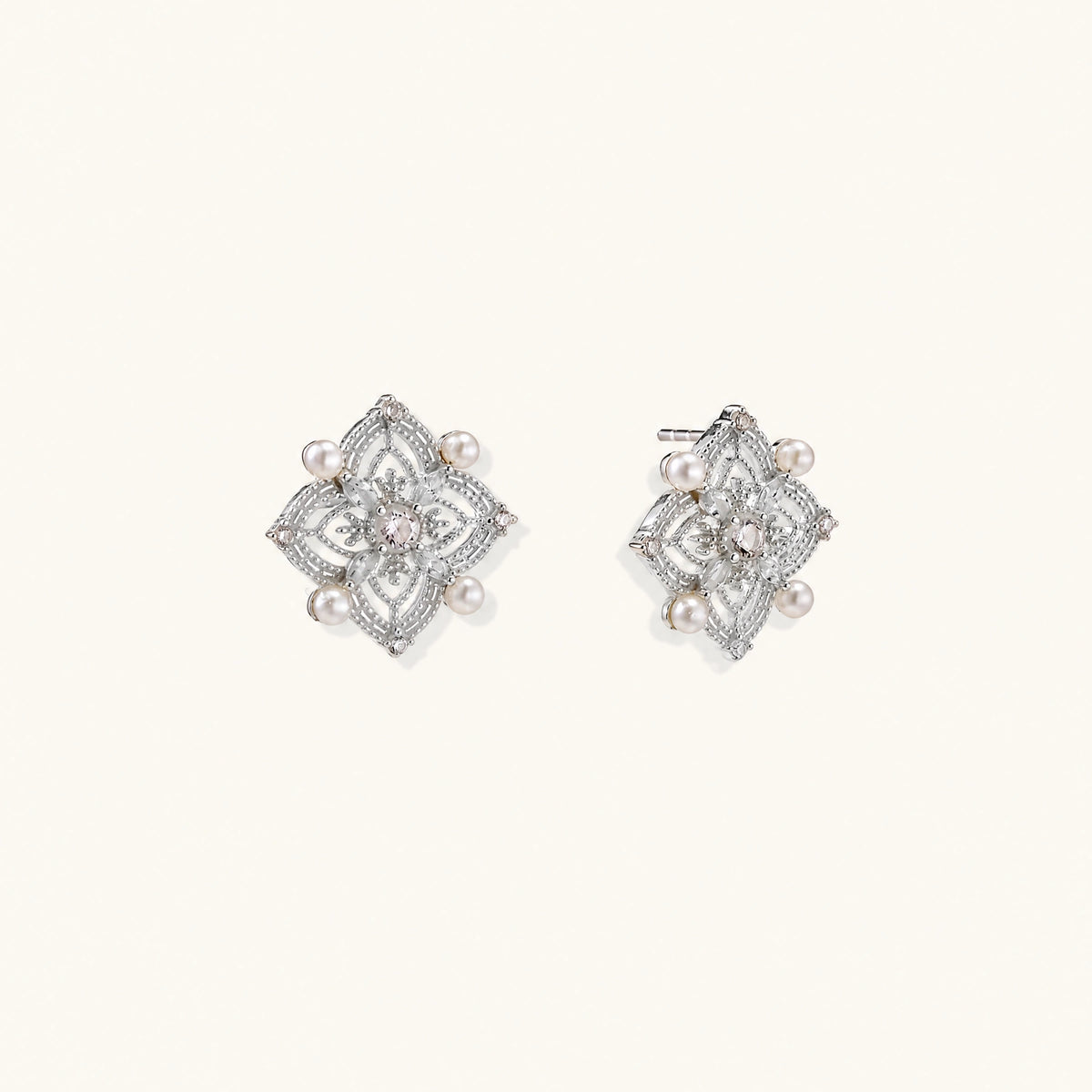 Celestial Pearl Cross Studs by AlbaLuxe AlbaLuxe