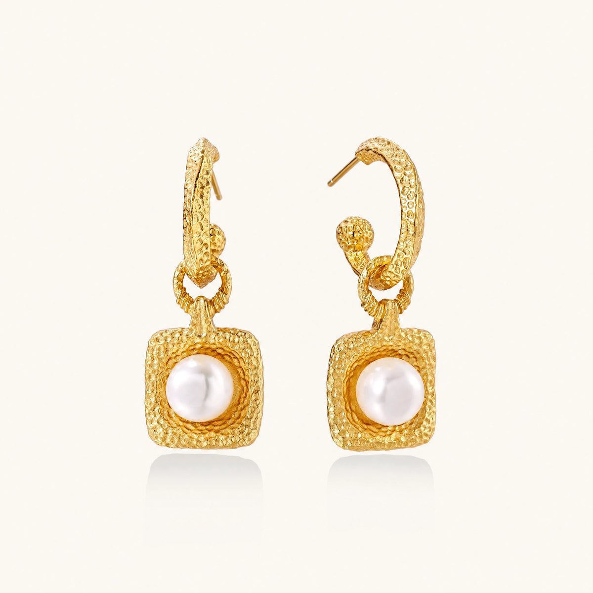Golden Pearl Drop Hoops by AlbaLuxe AlbaLuxe