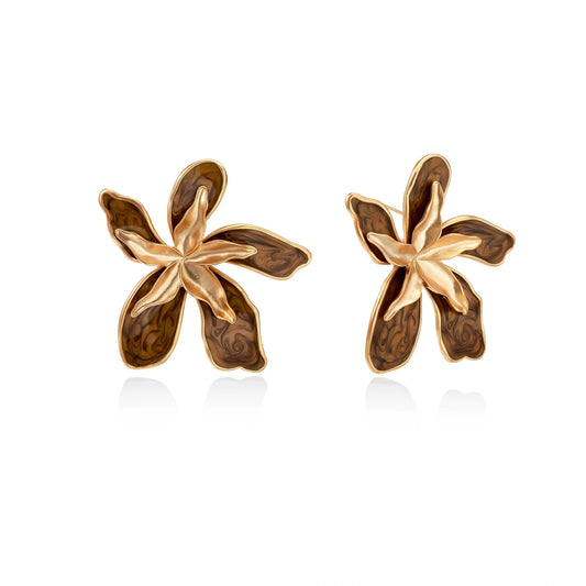 Golden Petal Statement Earrings by AlbaLuxe