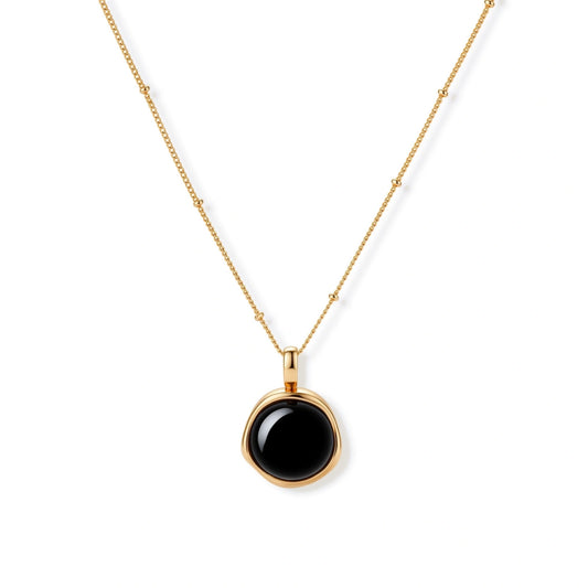 Midnight Agate Circle Necklace by AlbaLuxe