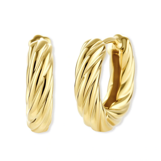 Twisted Gold Huggie Hoops AlbaLuxe