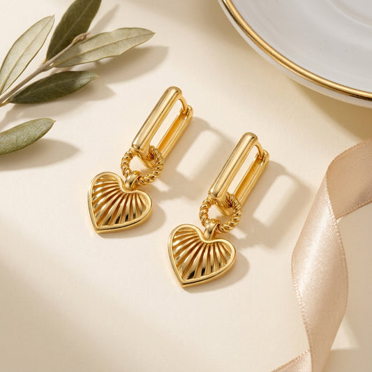 Sunburst Heart Huggie Earrings by AlbaLuxe