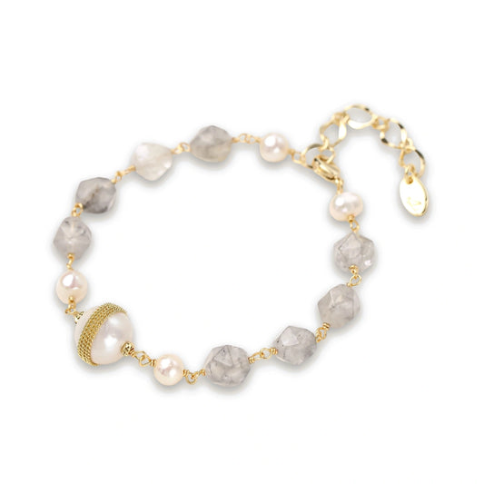 Baroque Pearl Crystal Bracelet by AlbaLuxe