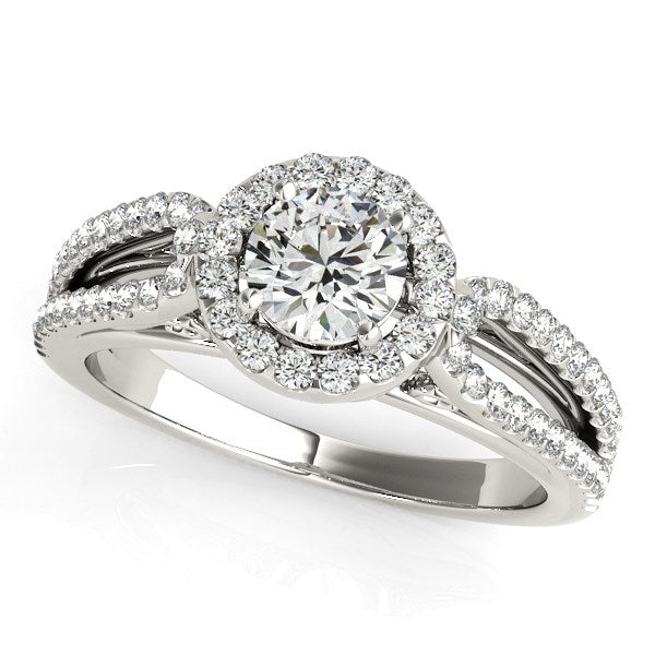 14k White Gold Diamond Engagement Ring with Teardrop Split Shank (7/8 cttw) RCJ