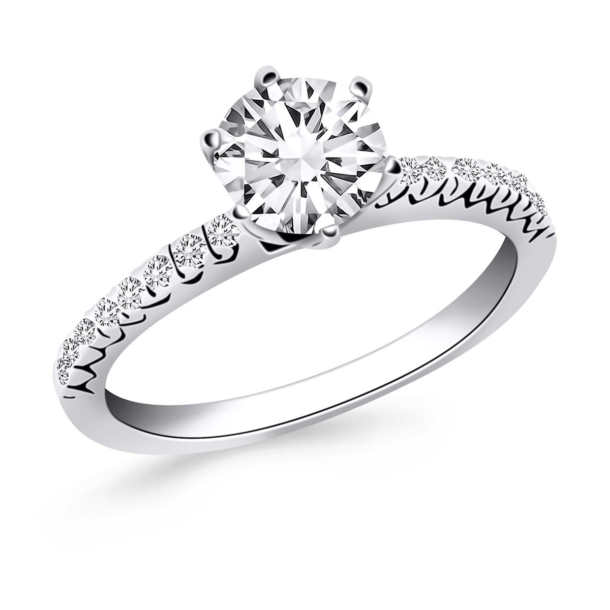 14k White Gold Engagement Ring with Fishtail Diamond Accents RCJ