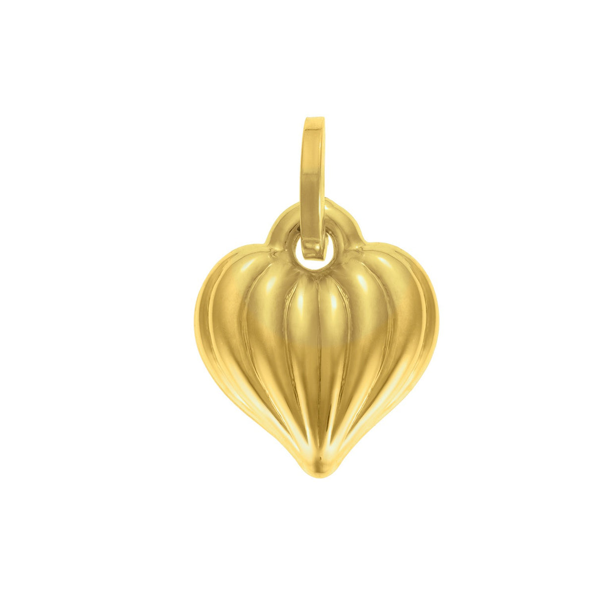 14K Yellow Gold Polished Puffy Heart Charm Pendant RCJ