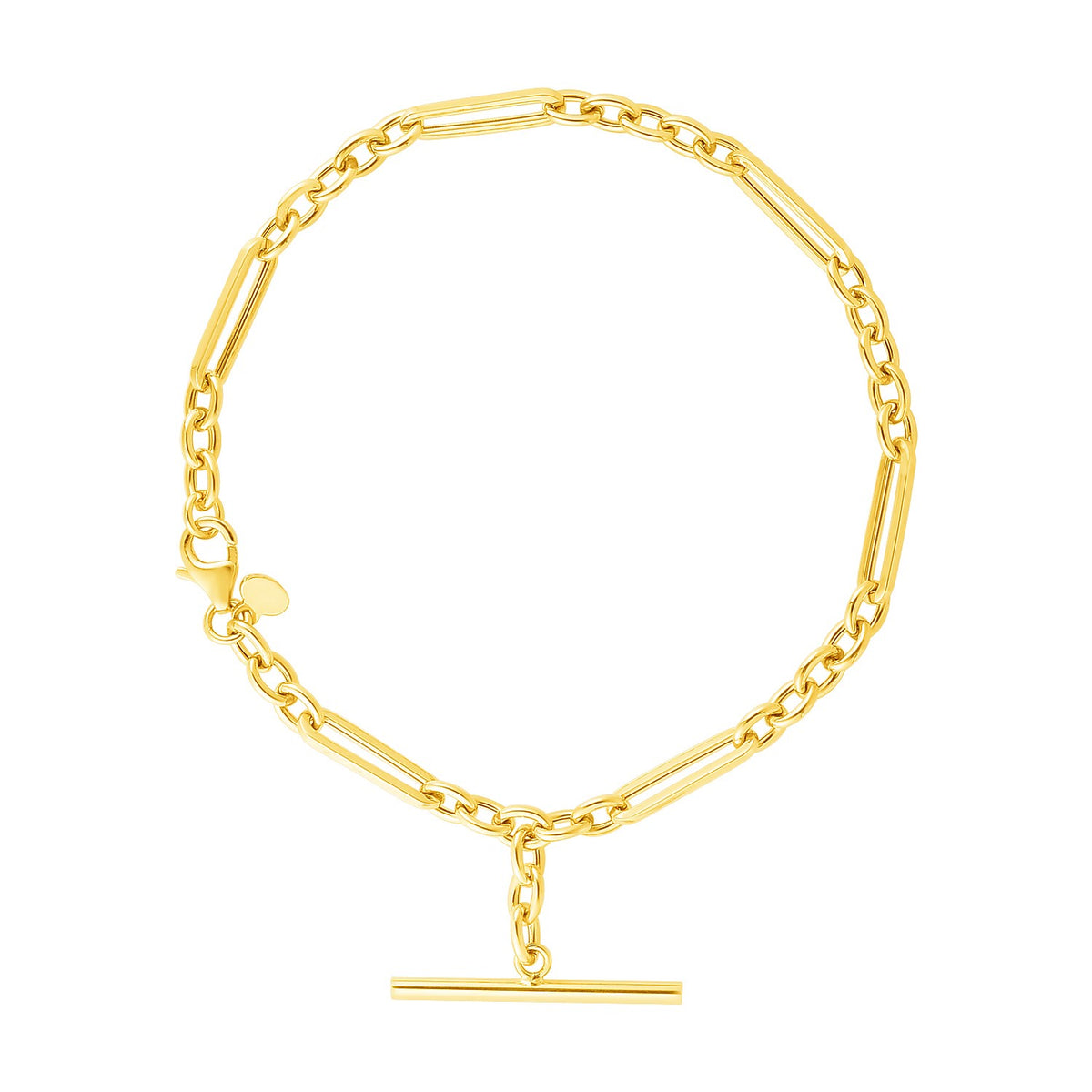 14k Yellow Gold Alternating Oval and Round Chain Bracelet with Toggle (3.90 mm) RCJ