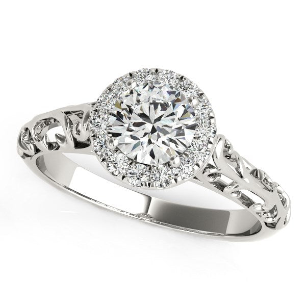 14k White Gold Halo Antique Style Round Diamond Engagement Ring (5/8 cttw) RCJ