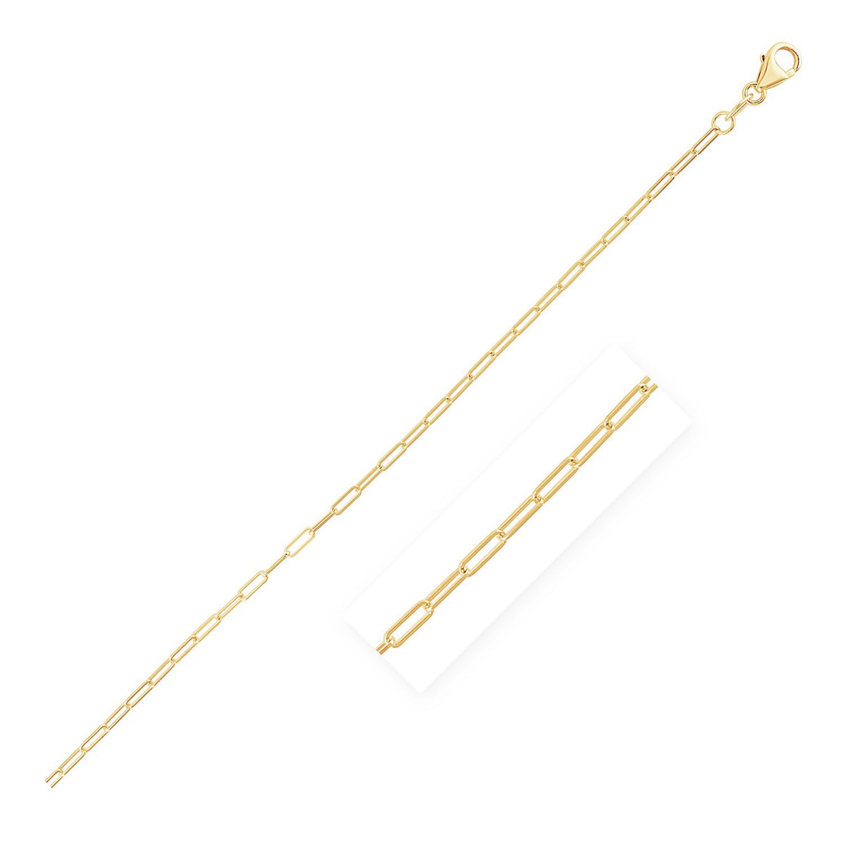 14K Yellow Gold Fine Paperclip Anklet (1.5mm) RCJ