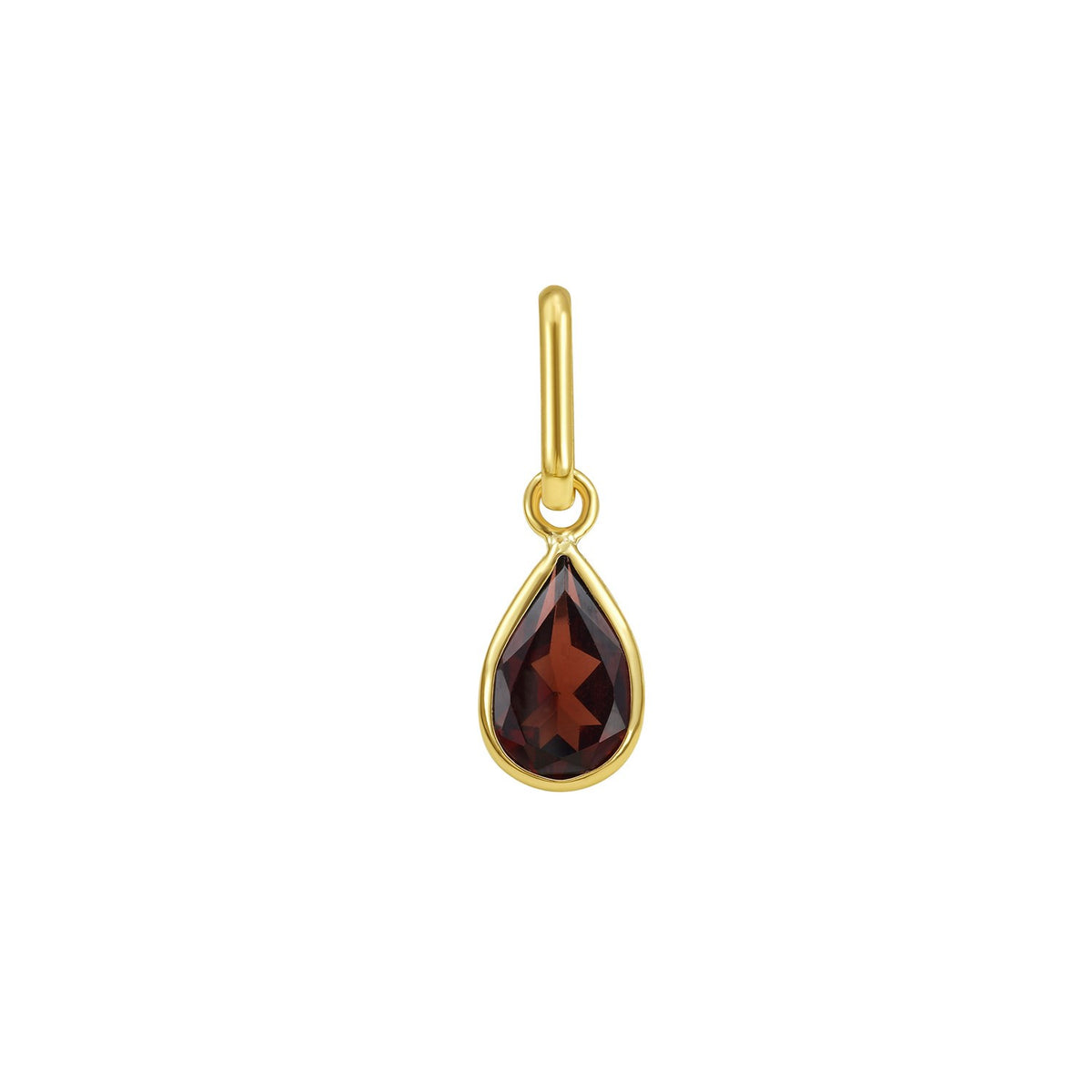 14K Yellow Gold Pear Garnet Charm Pendant RCJ