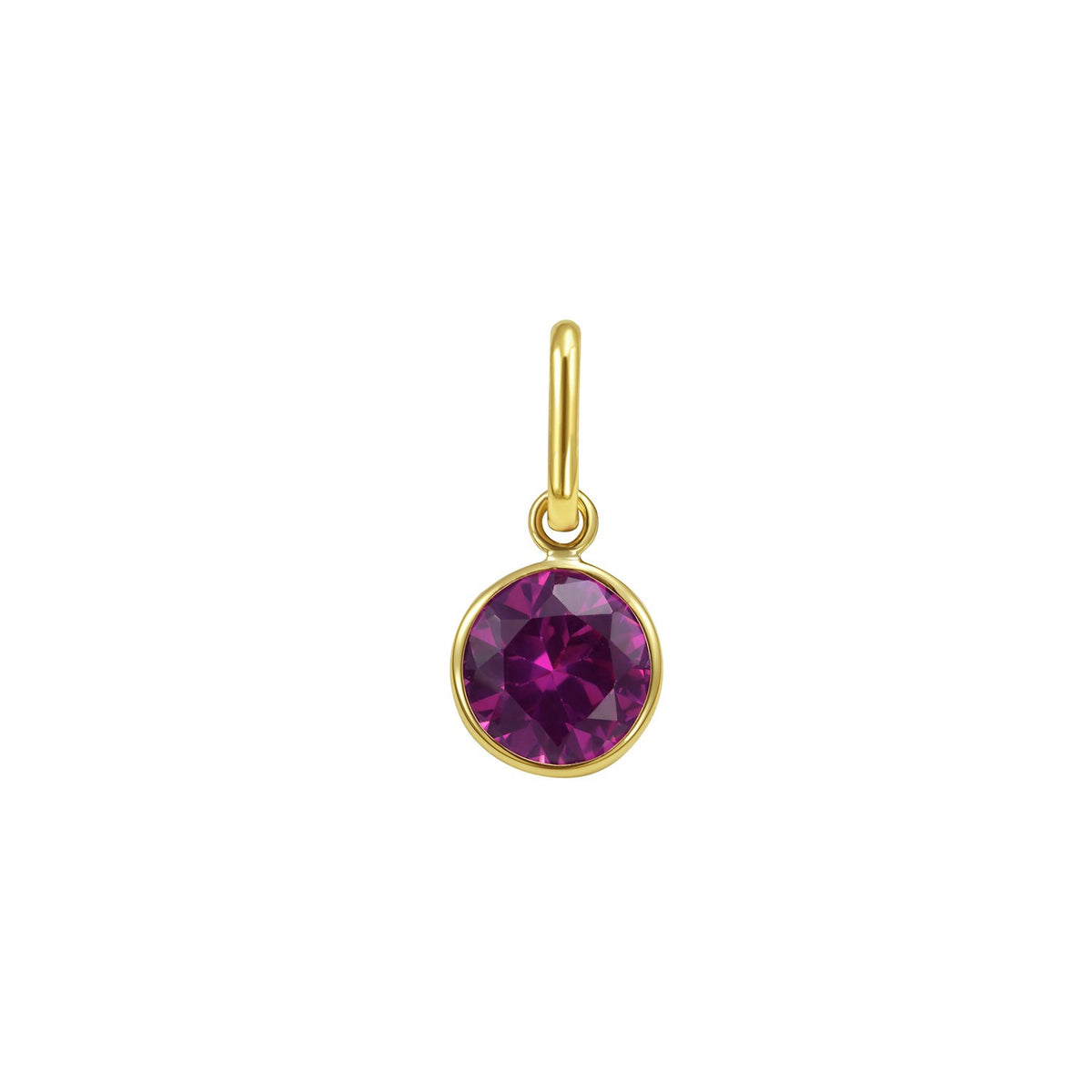 14K Yellow Gold Round Pink Sapphire Charm Pendant RCJ