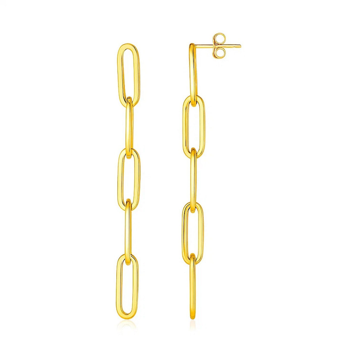 14K Yellow Gold Five Link Paperclip Chain Earrings RCJ