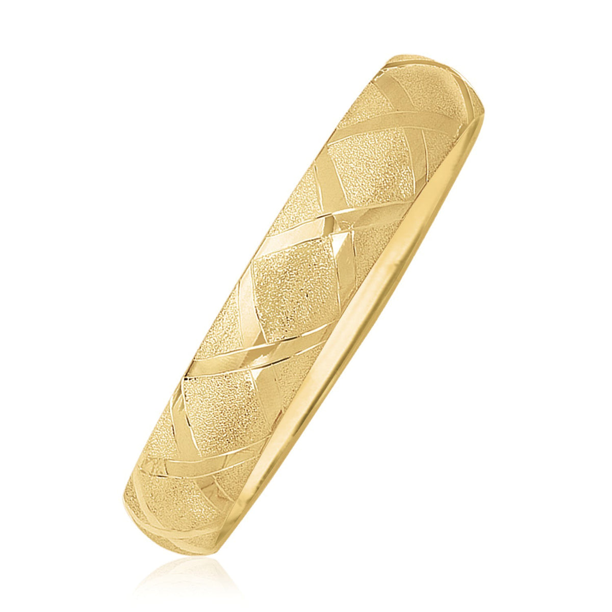 10k Yellow Gold Dual-Textured Diamond Pattern Bangle (12.00 mm) RCJ