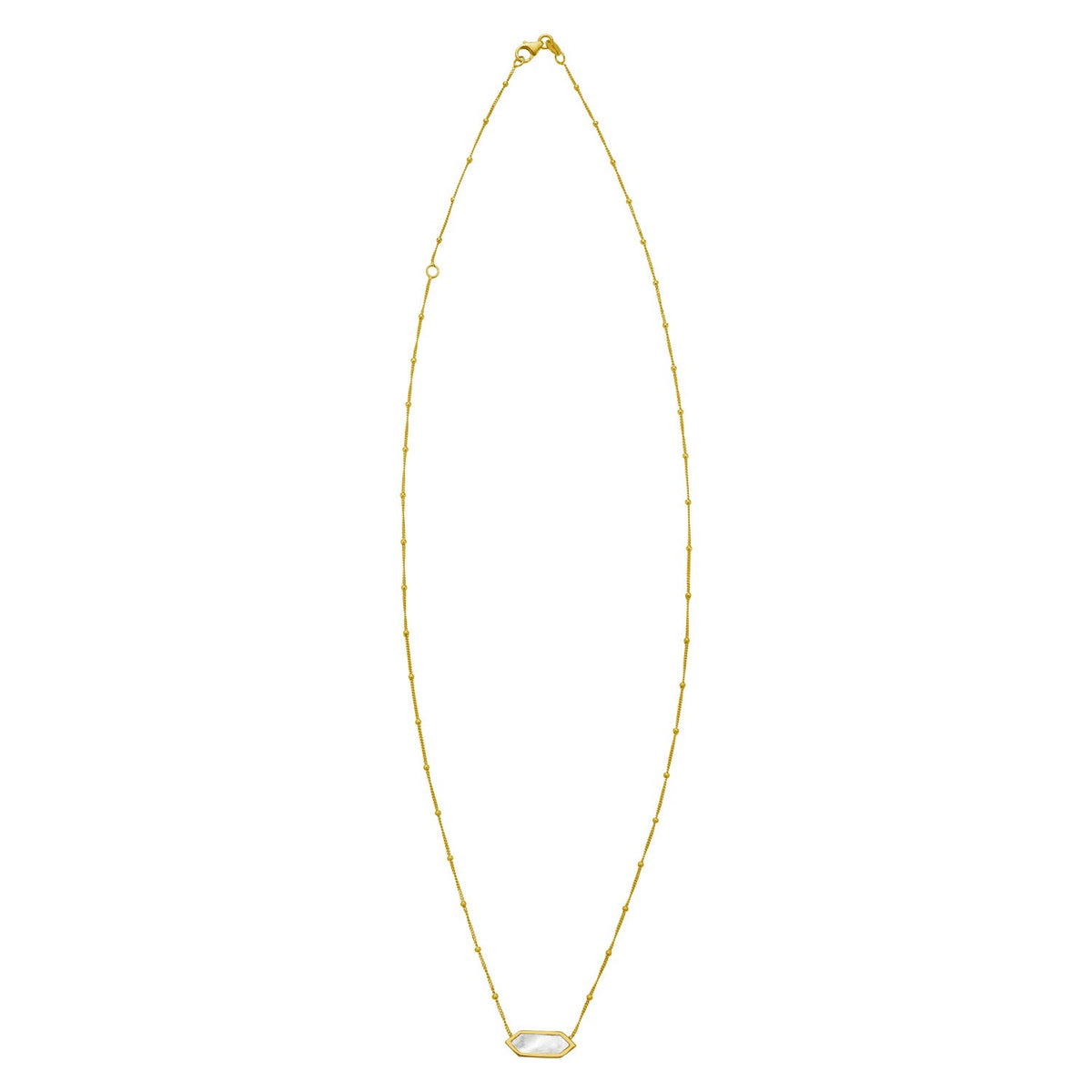 14K Yellow Gold Hexagon Mother Of Pearl Pendant Necklace RCJ