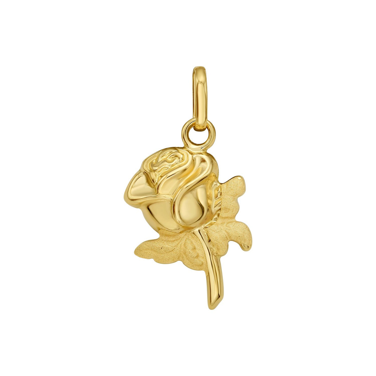 14K Yellow Gold Polished Rose Charm Pendant RCJ