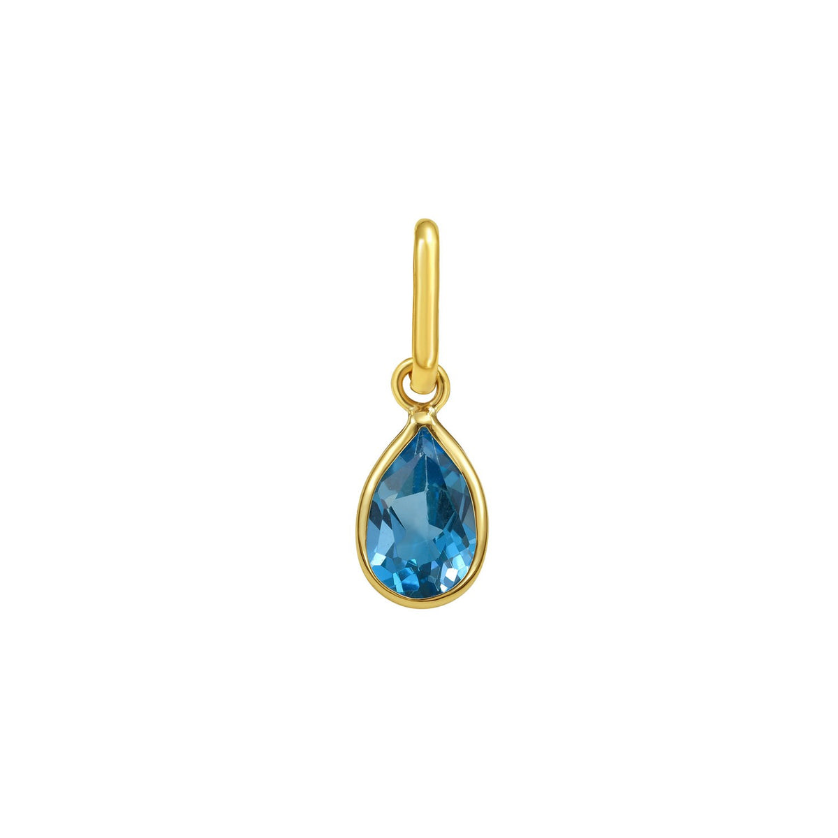 14K Yellow Gold Pear Blue Topaz Charm Pendant RCJ