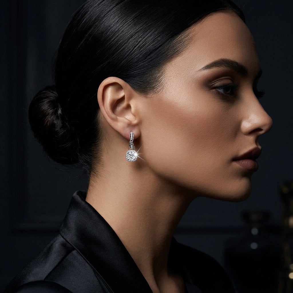 Twisted Infinity Halo Moissanite Earrings by AlbaLuxe AlbaLuxe