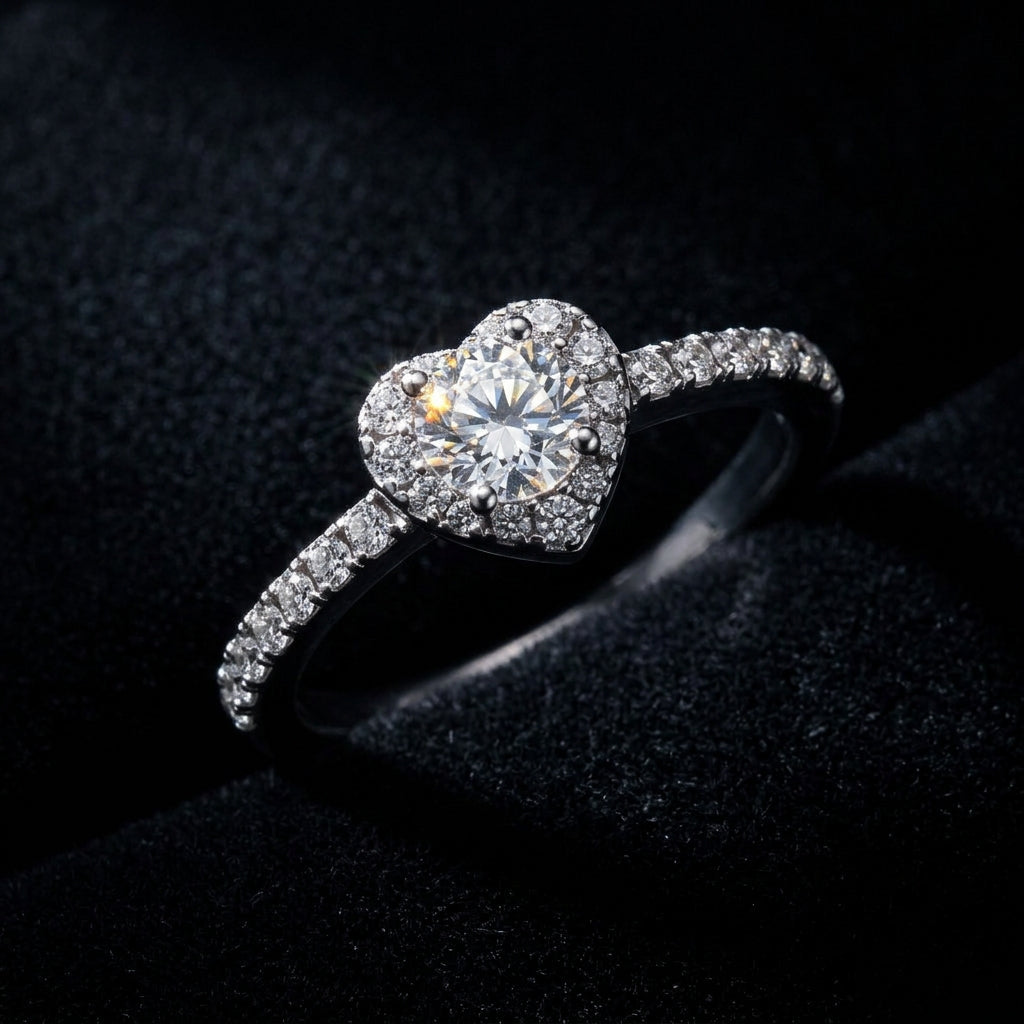 Heart Halo Moissanite Ring by AlbaLuxe AlbaLuxe