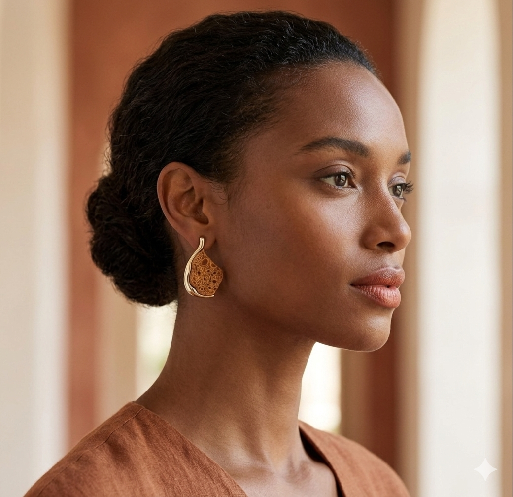 Lava Stone Drop Earrings by AlbaLuxe