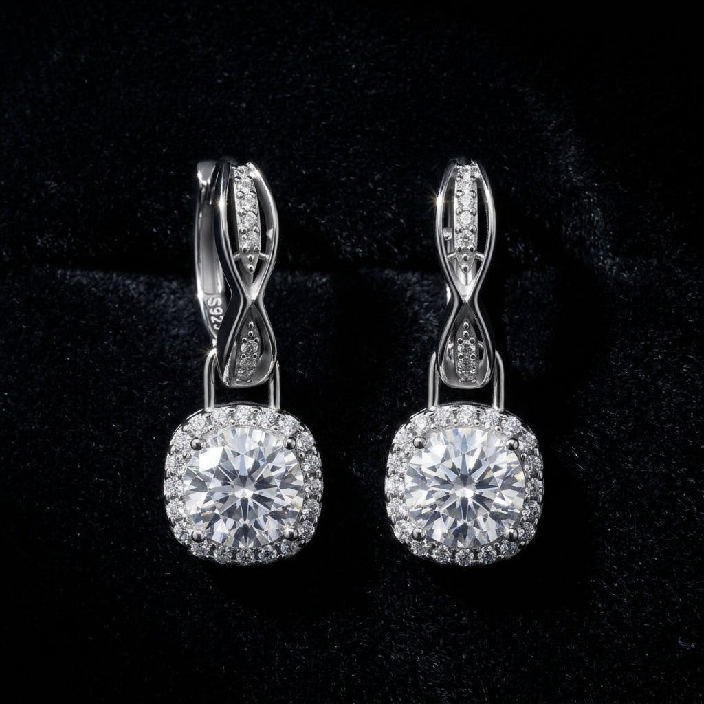 Twisted Infinity Halo Moissanite Earrings by AlbaLuxe AlbaLuxe