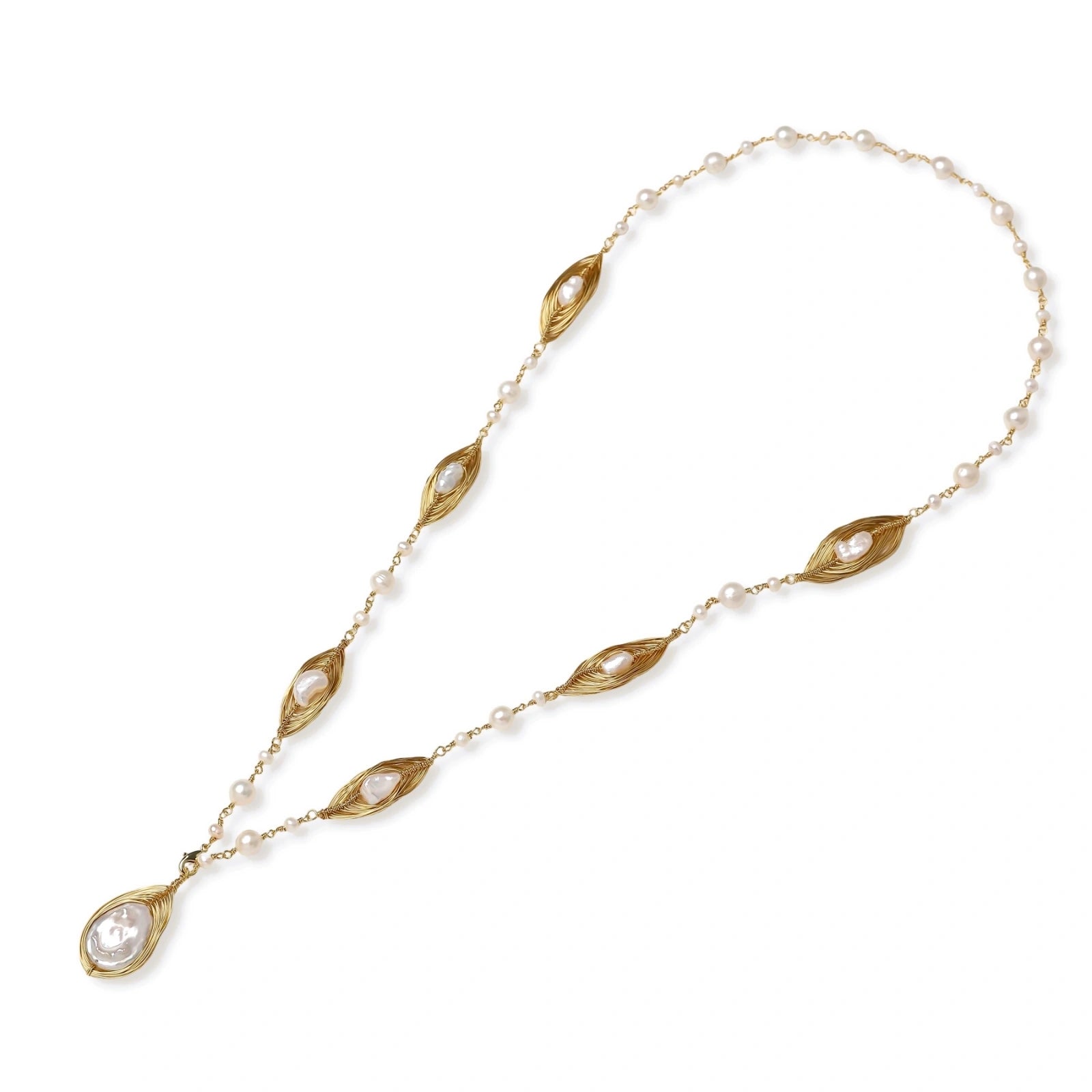 Golden Leaf Baroque Necklace by AlbaLuxe