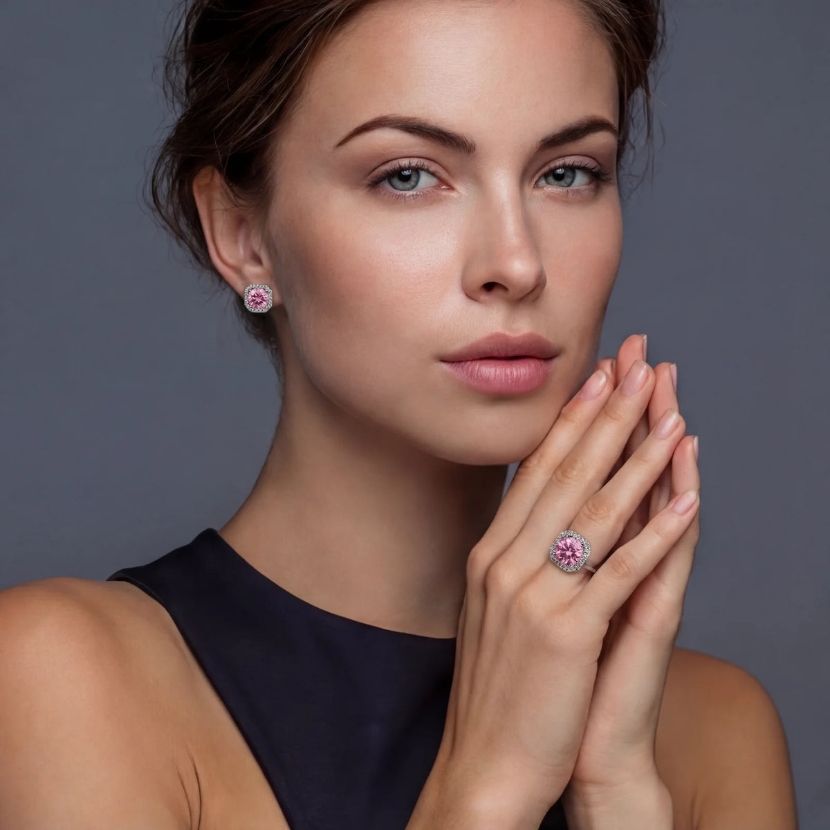 Blush Halo Moissanite Stud Earrings by AlbaLuxe AlbaLuxe