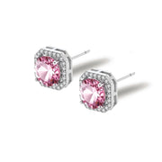 Blush Halo Moissanite Stud Earrings by AlbaLuxe AlbaLuxe