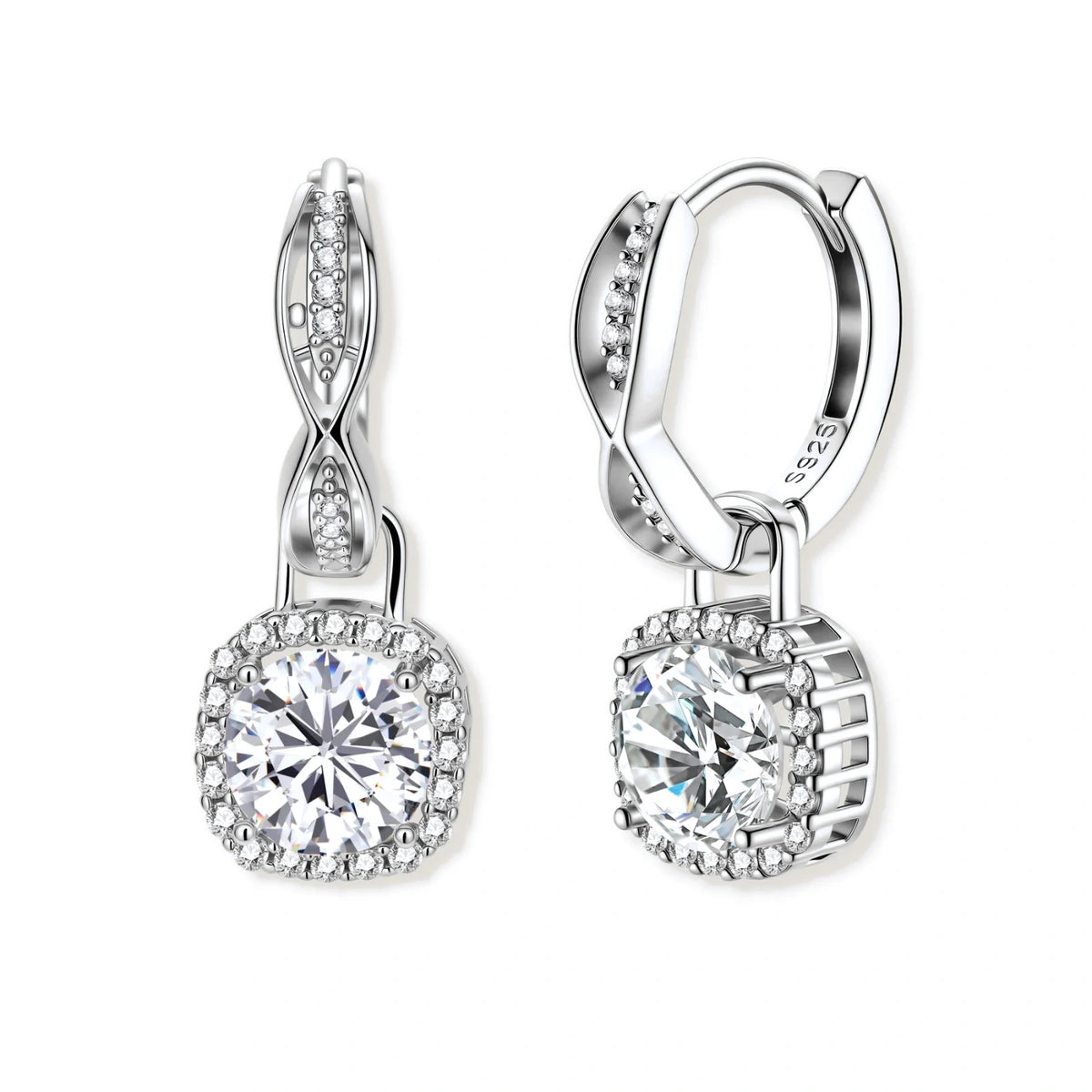Twisted Infinity Halo Moissanite Earrings by AlbaLuxe AlbaLuxe