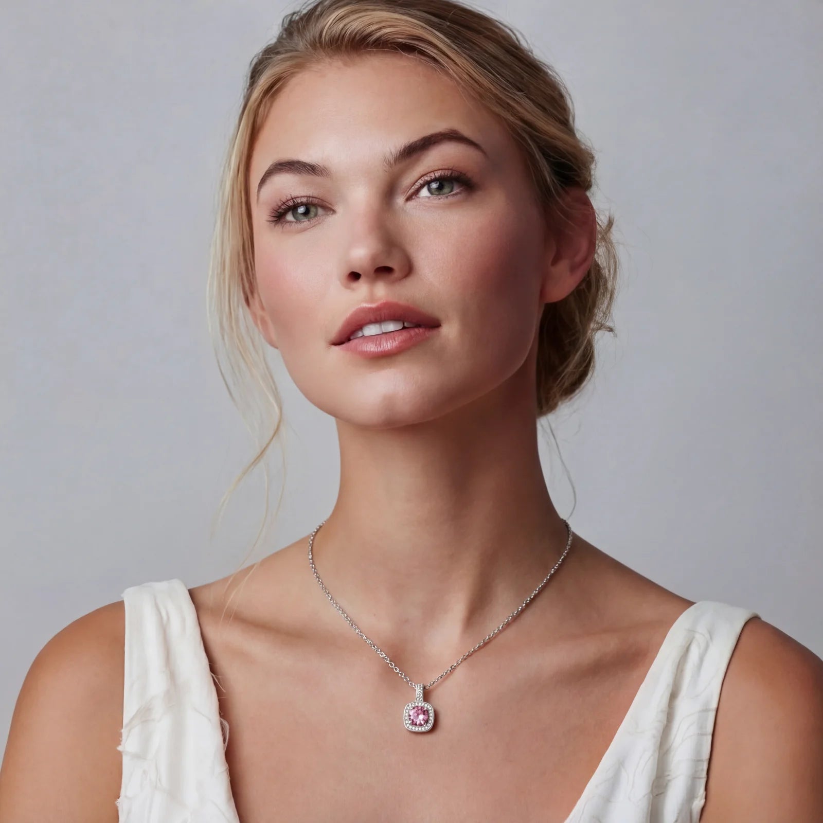 Pink Fire Moissanite Pendant Necklace by AlbaLuxe AlbaLuxe