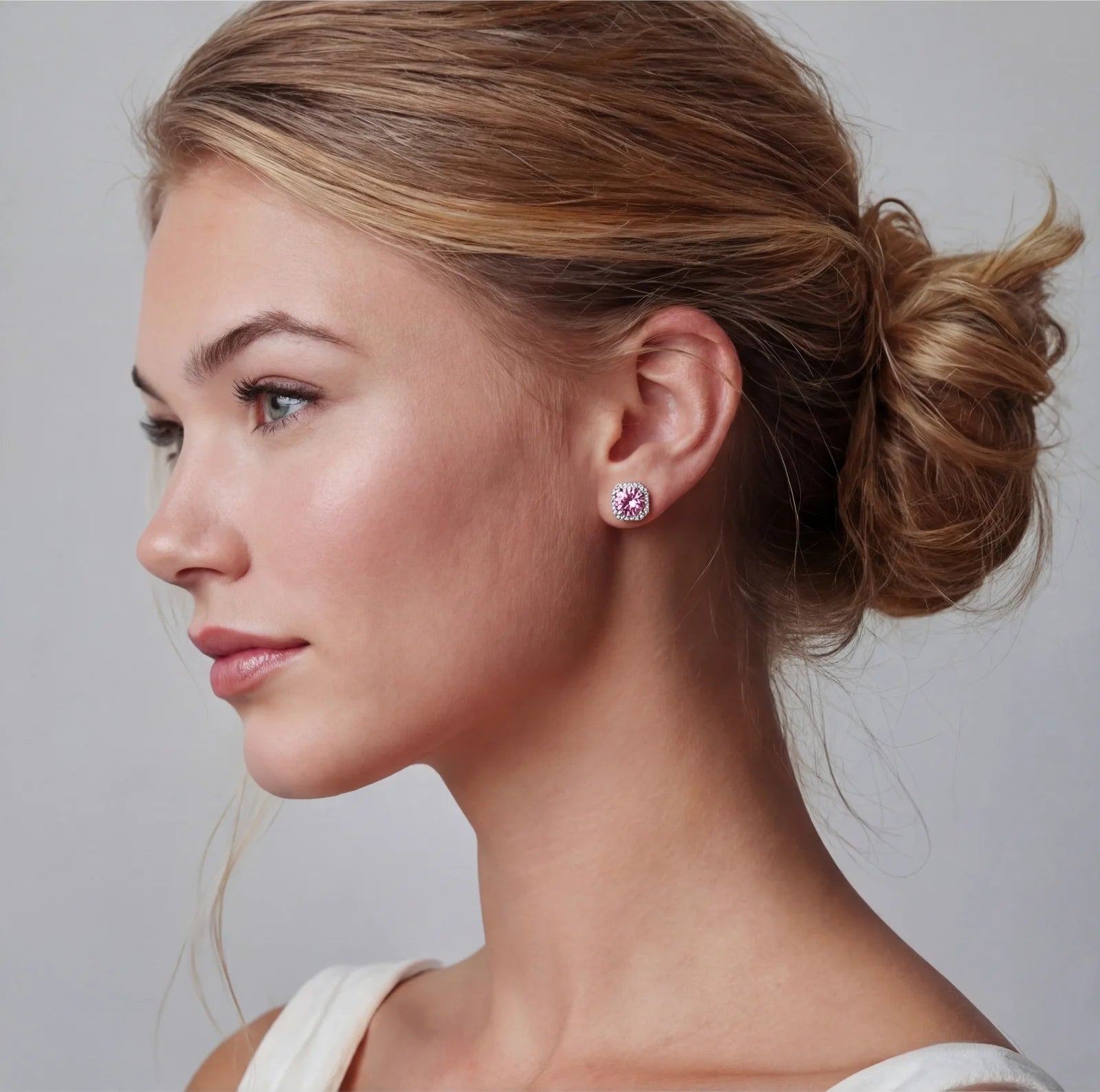 Blush Halo Moissanite Stud Earrings by AlbaLuxe AlbaLuxe