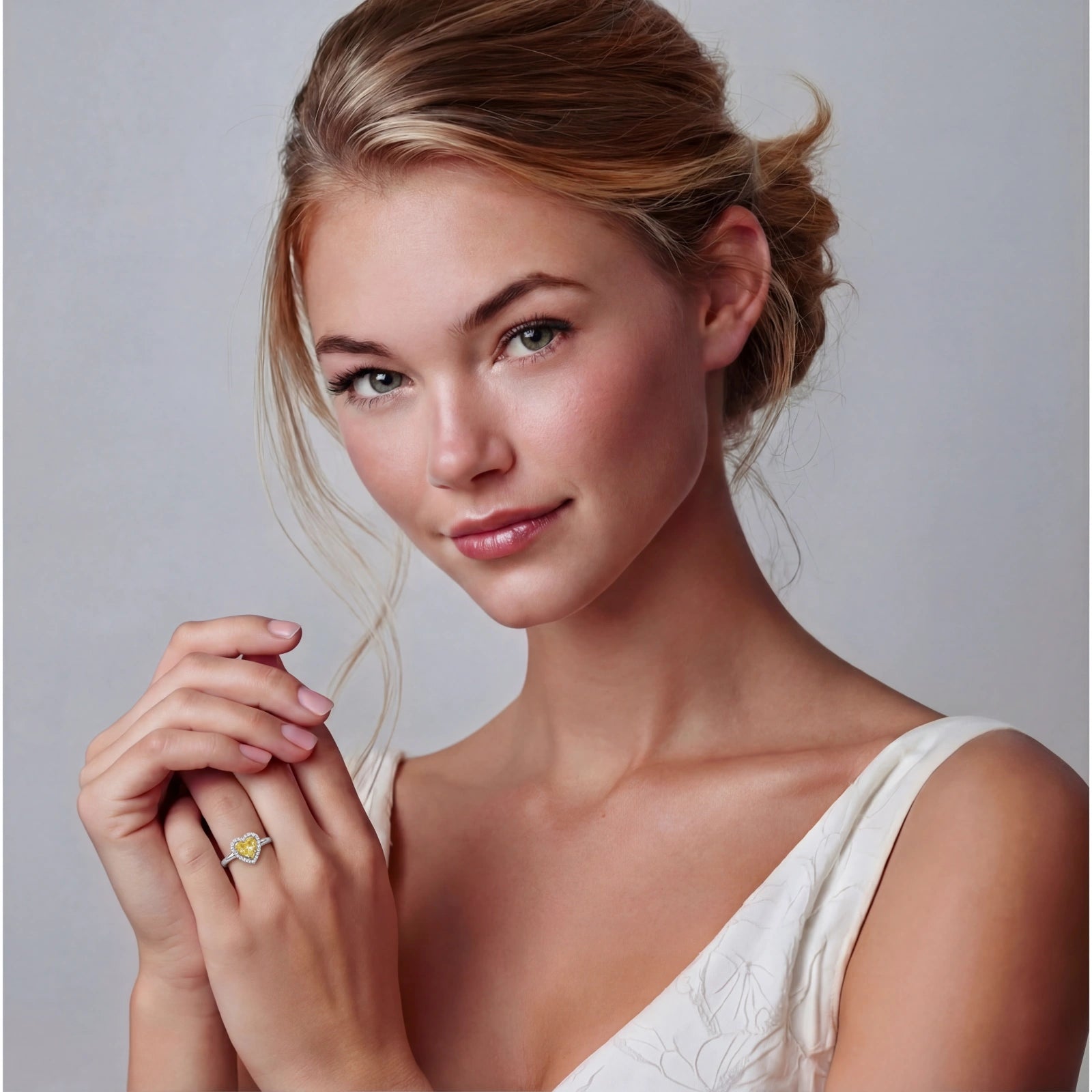 Golden Heart Halo Ring by AlbaLuxe AlbaLuxe