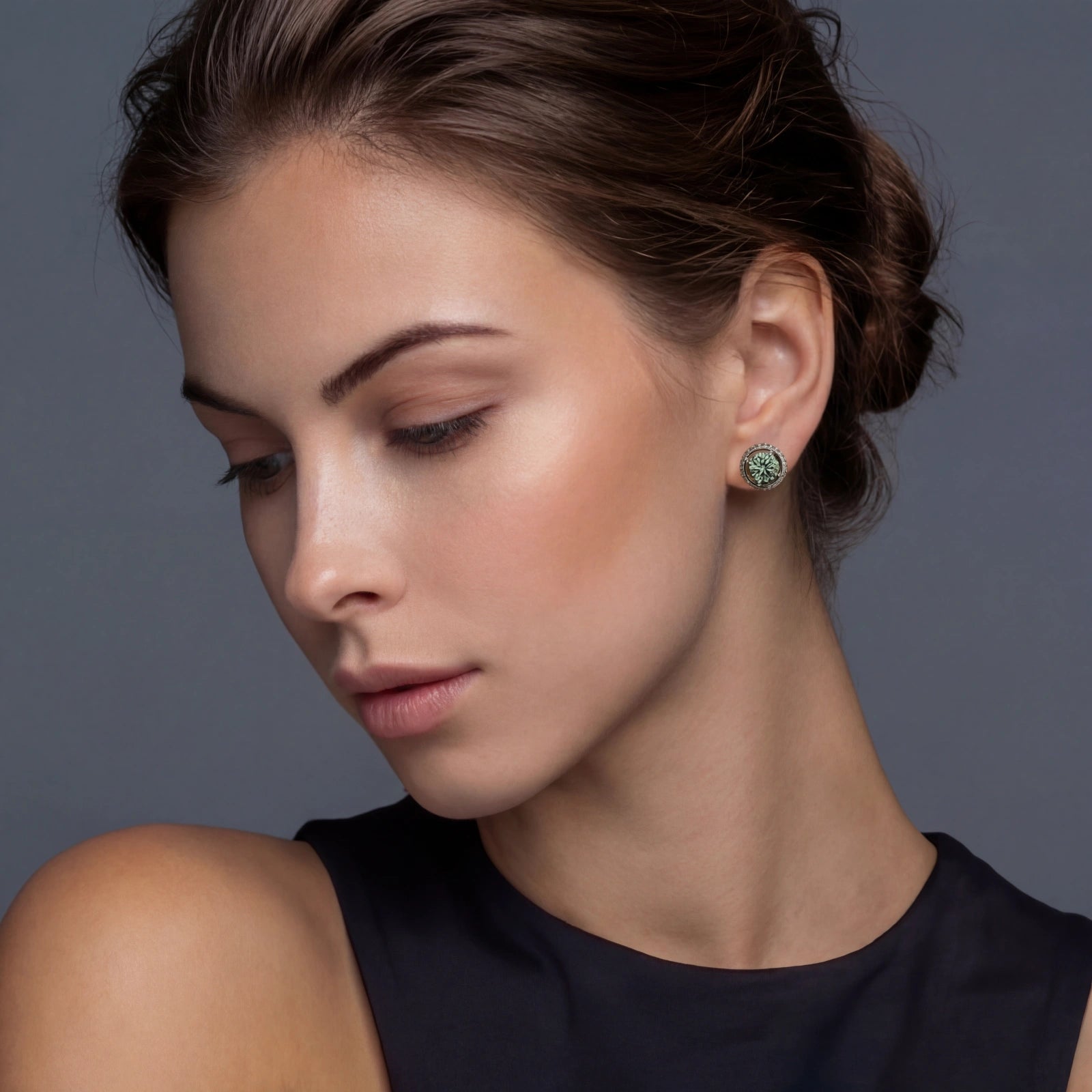 Emerald Spark Halo Studs by AlbaLuxe AlbaLuxe