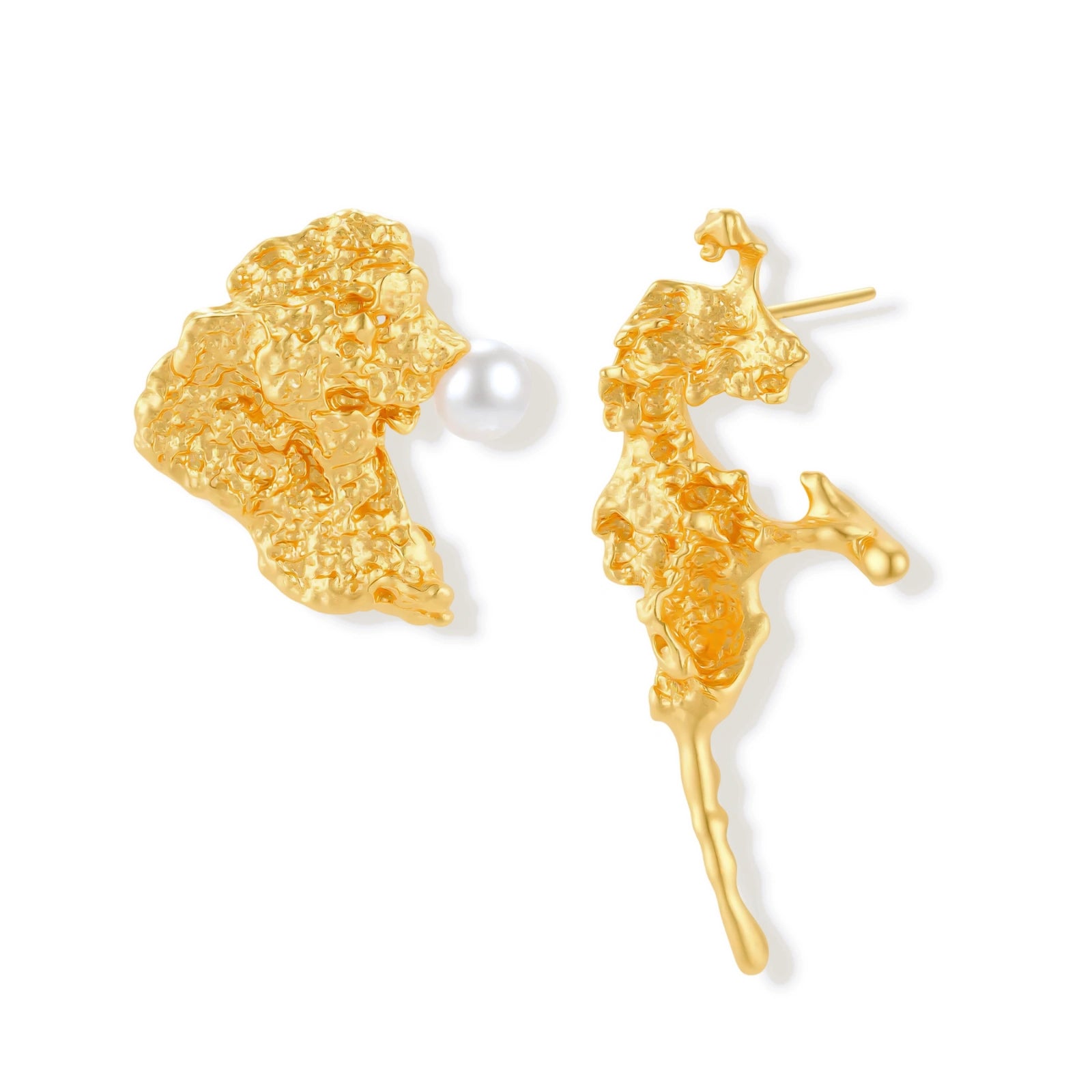 Coral Reef Asymmetrical Studs by AlbaLuxe