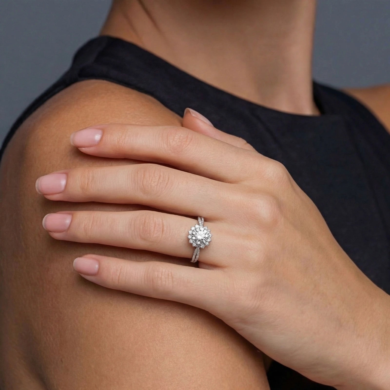 Stellar Halo Moissanite Ring by AlbaLuxe