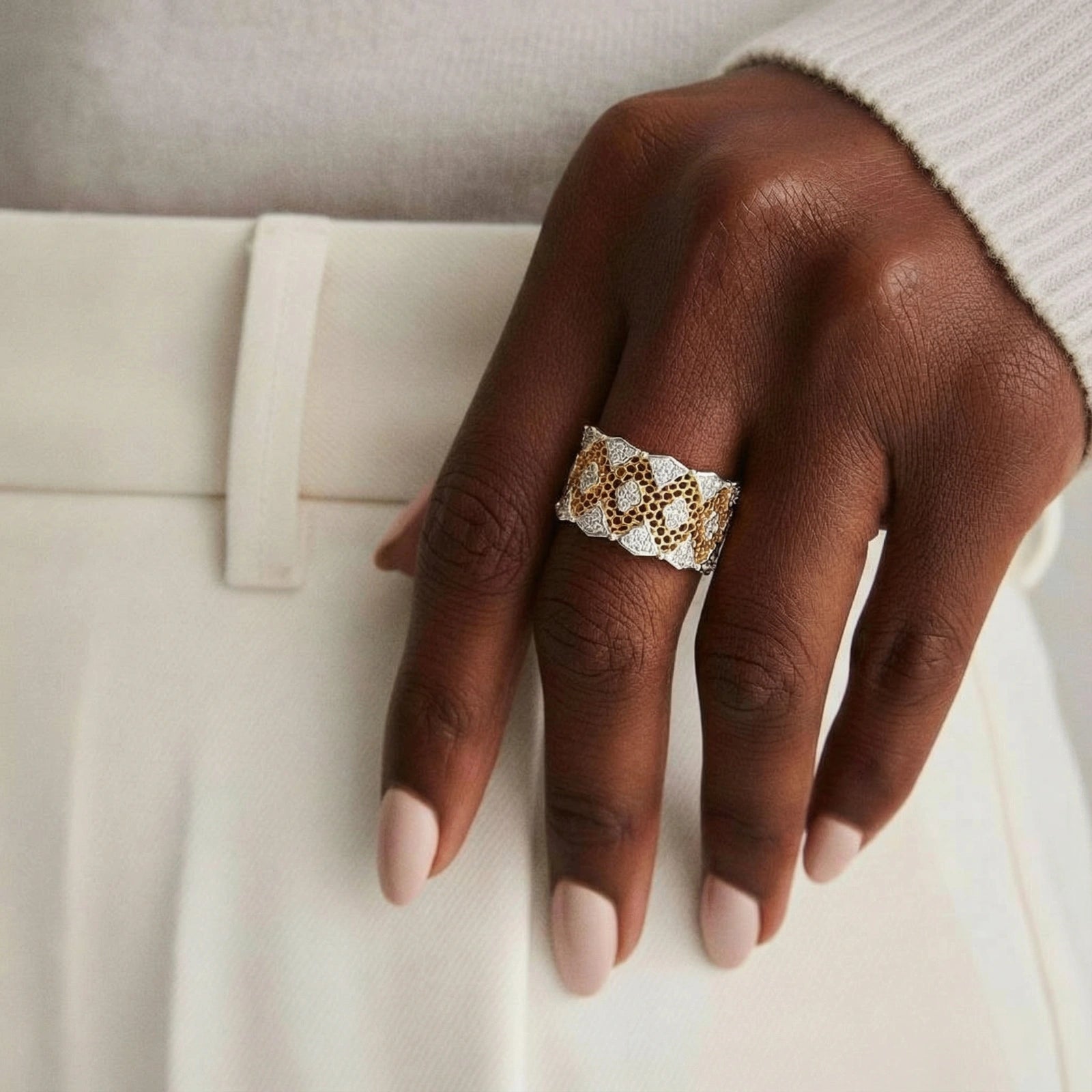 Honeycomb Crystal Power Ring by AlbaLuxe
