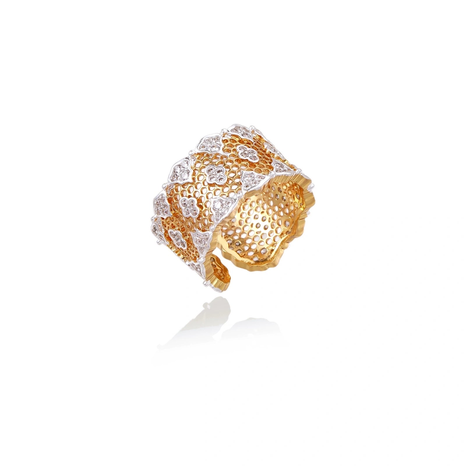 Honeycomb Crystal Power Ring by AlbaLuxe