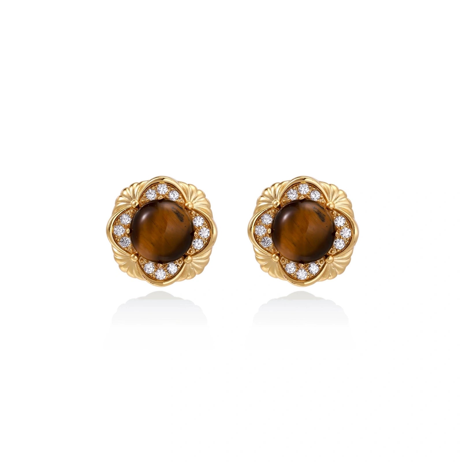 Golden Empress Tiger's Eye Studs by AlbaLuxe