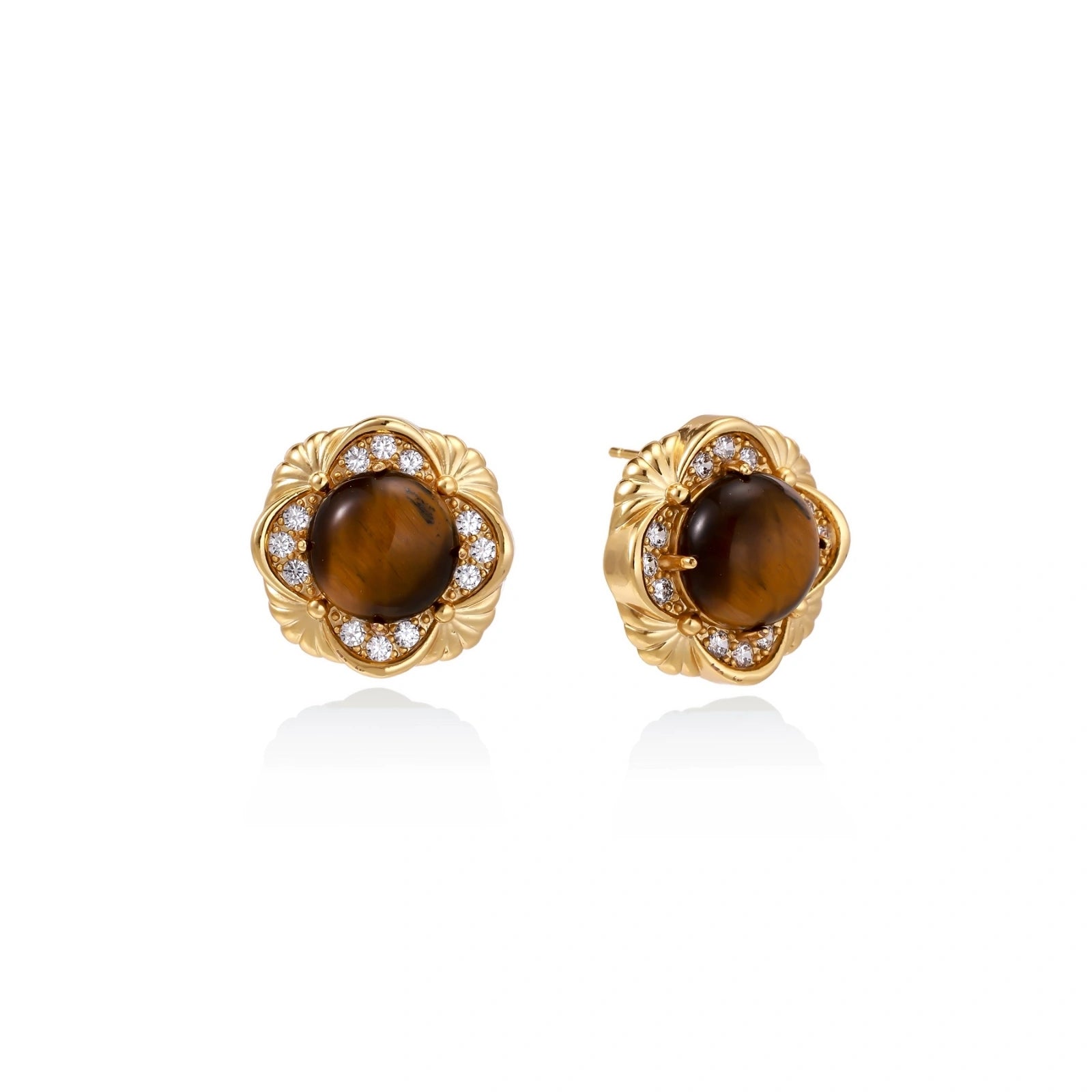 Golden Empress Tiger's Eye Studs by AlbaLuxe