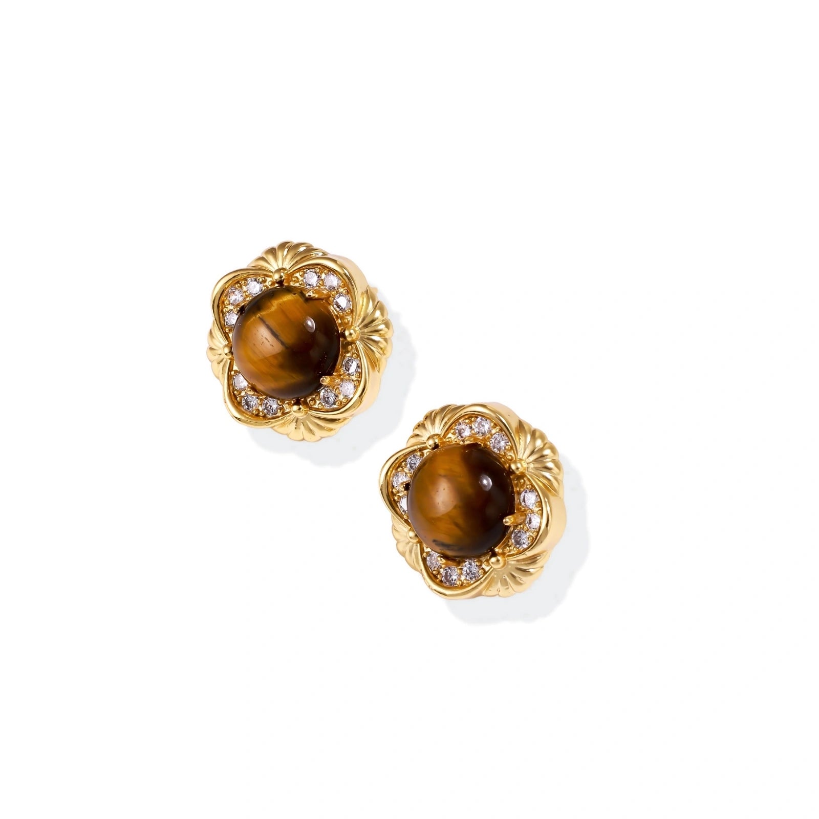 Golden Empress Tiger's Eye Studs by AlbaLuxe