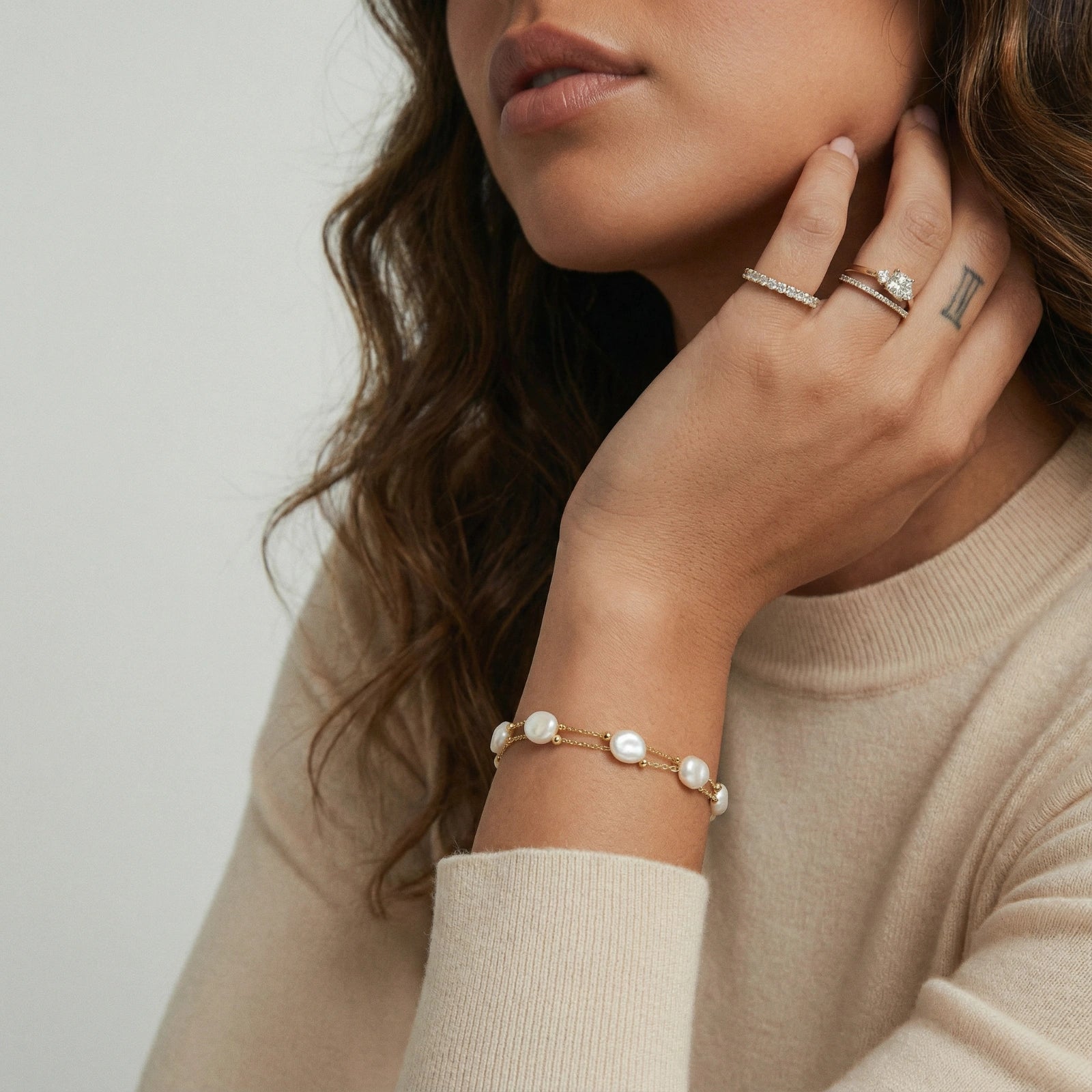 Baroque Pearl Layered Bracelet by AlbaLuxe