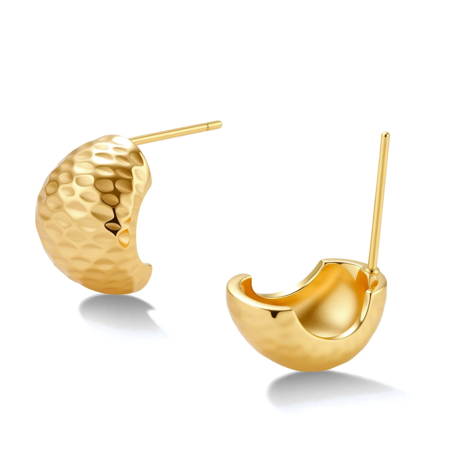 Hammered Gold Huggies by AlbaLuxe