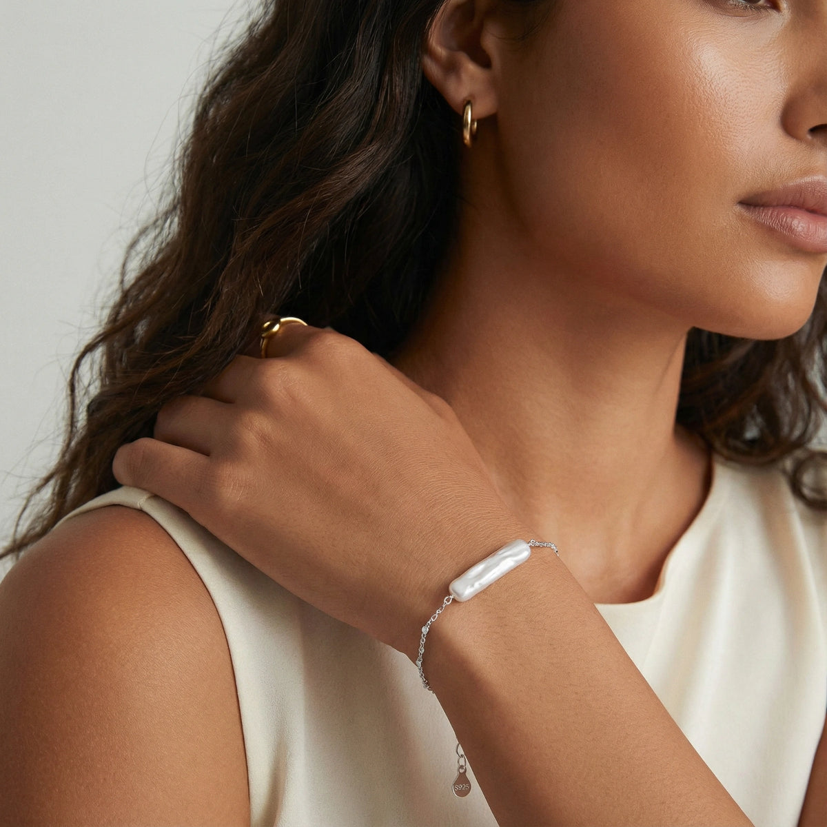 Baroque Pearl Chain Bracelet by AlbaLuxe AlbaLuxe