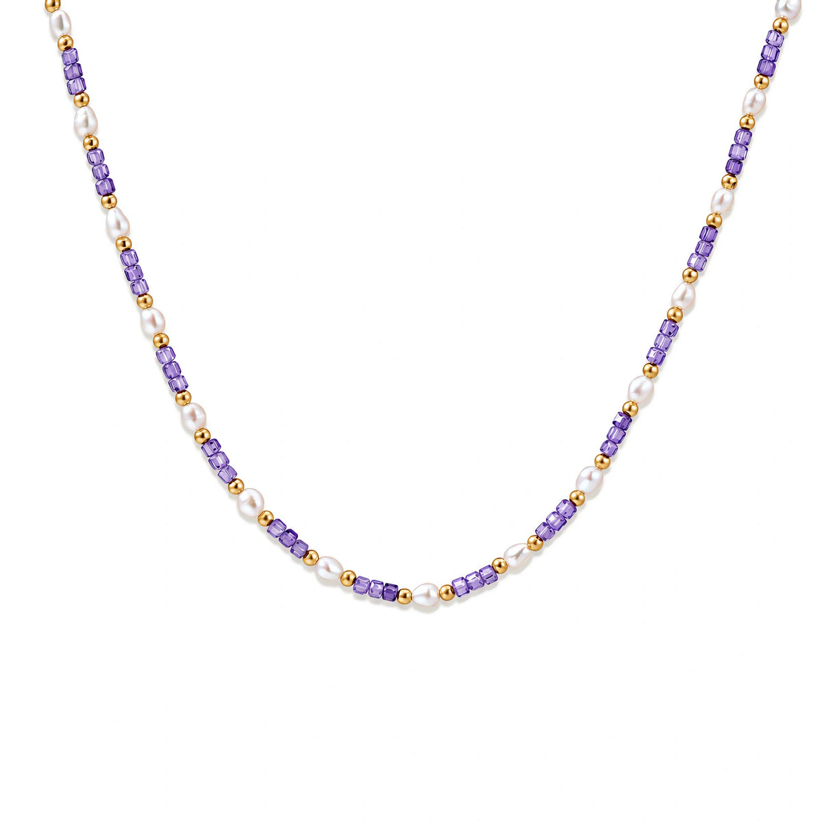 Amethyst Pearl Harmony Necklace by AlbaLuxe AlbaLuxe