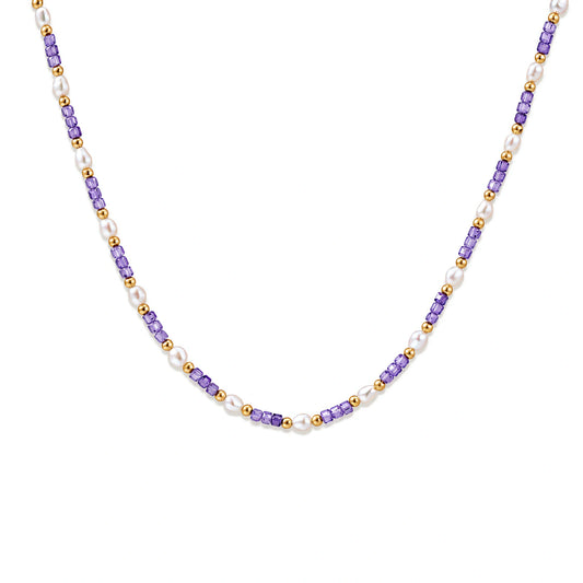 Amethyst Pearl Harmony Necklace by AlbaLuxe AlbaLuxe