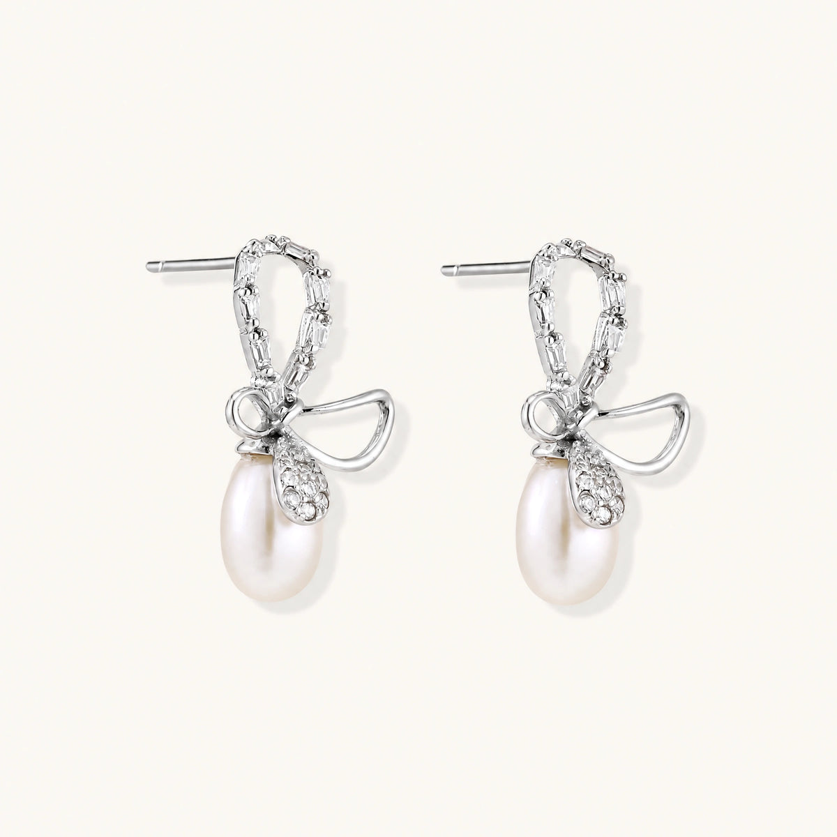 Crystal Bow Pearl Drops by AlbaLuxe AlbaLuxe