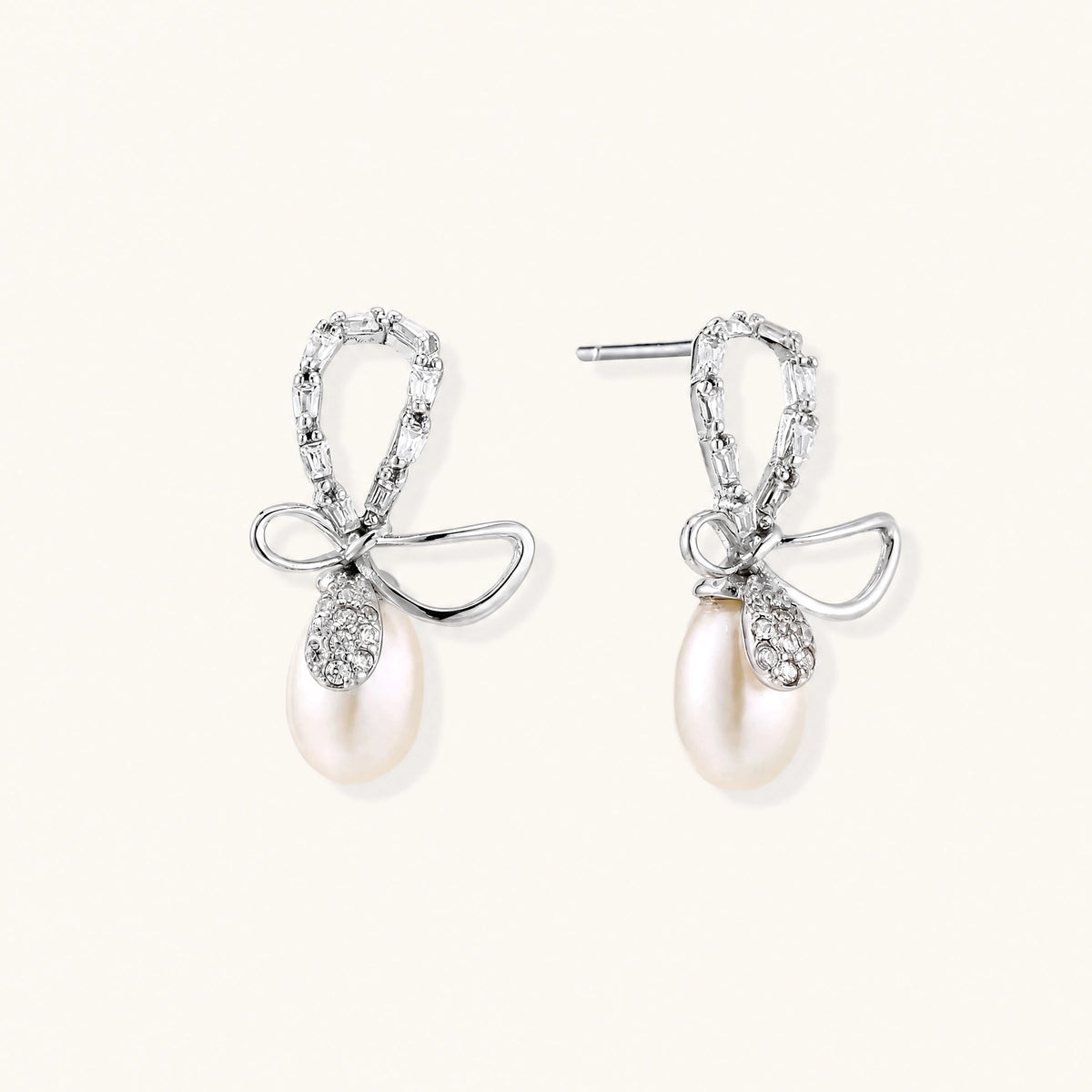 Crystal Bow Pearl Drops by AlbaLuxe AlbaLuxe