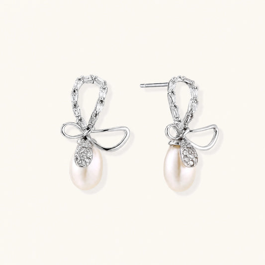 Crystal Bow Pearl Drops by AlbaLuxe AlbaLuxe