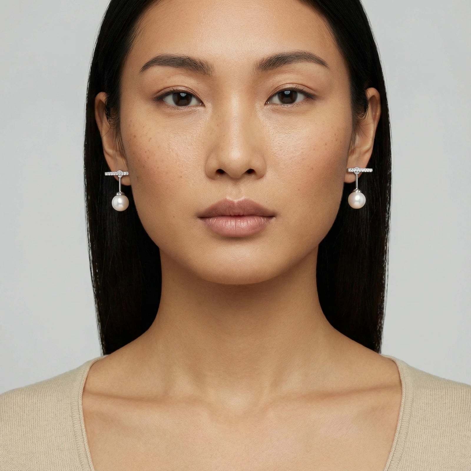 Pearl Drop T-Bar Earrings by AlbaLuxe